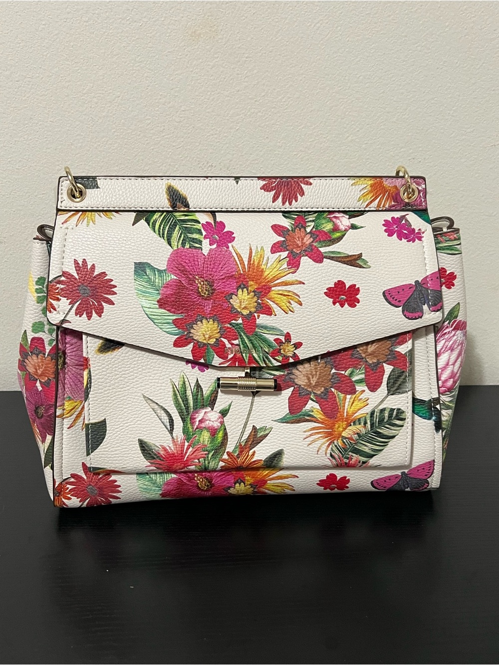 NWT Fiorelli Flynn Large Satchel Savannah Multicolor Floral Handbag Shoulder Bag